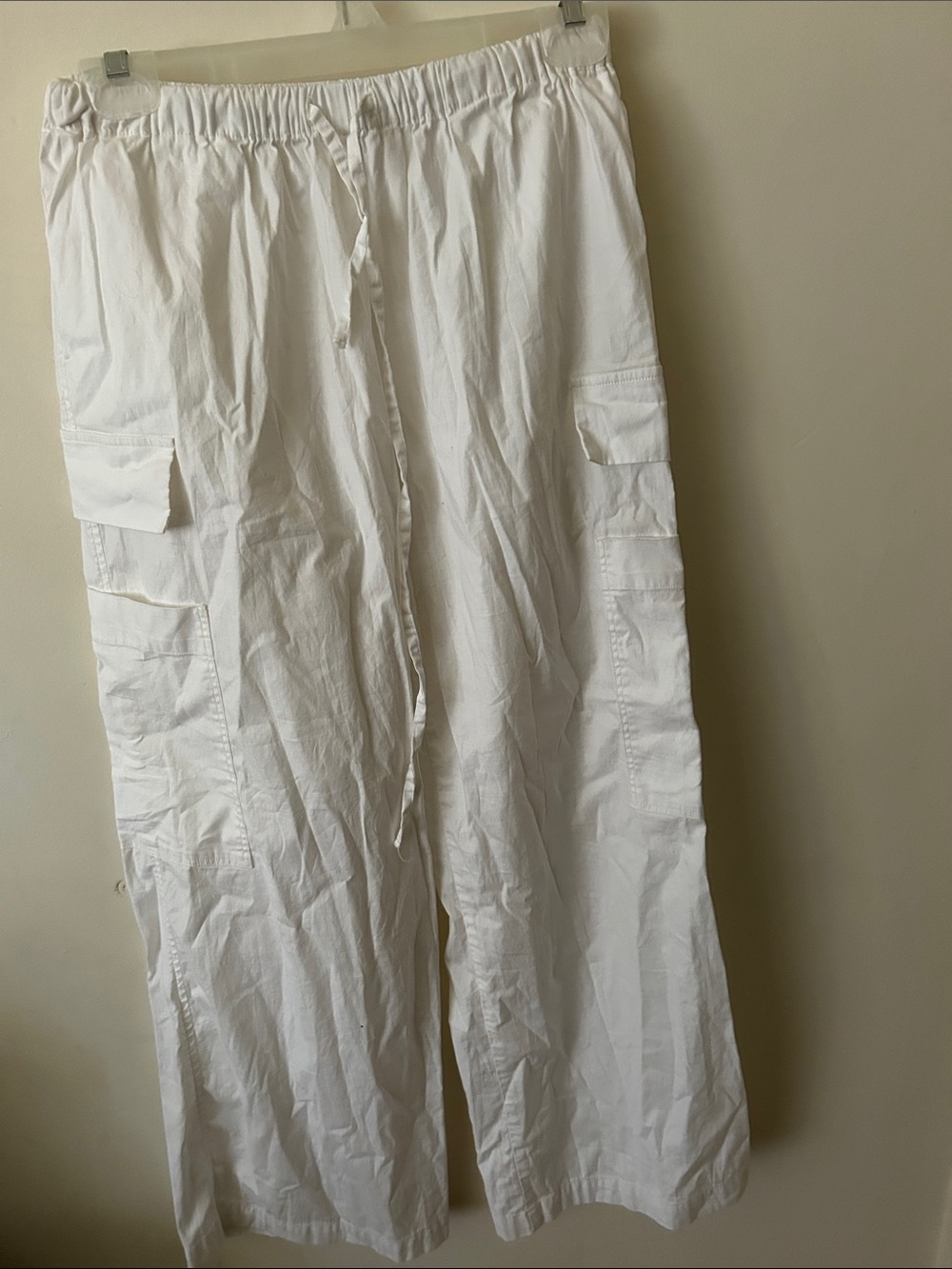 Reformation White Wide-Leg Cargo Pants